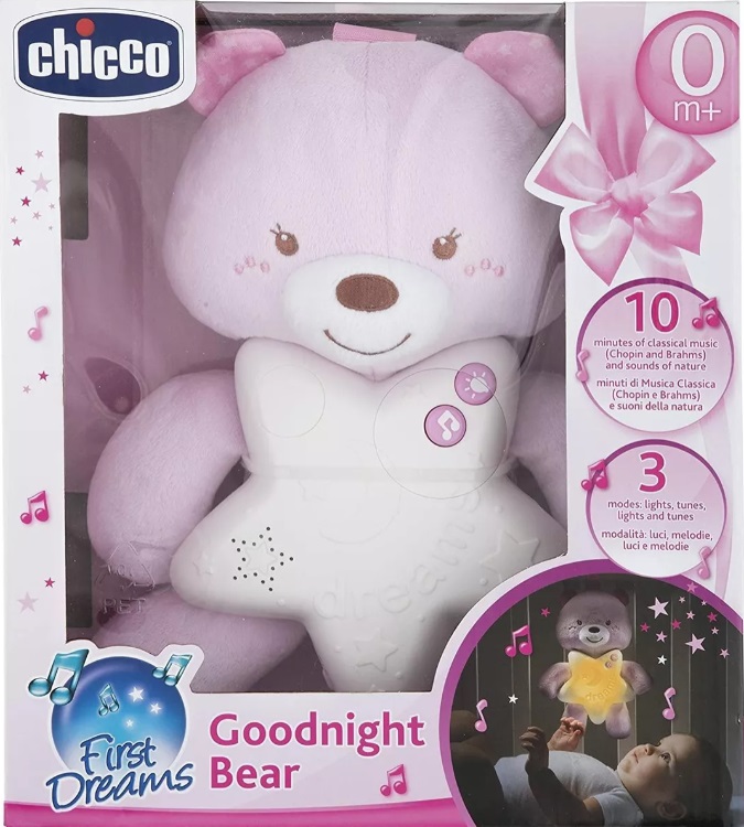 Foto 5 pulgar | Osito Peluche Colgante Chicco Buenas Noches Luz Sonido Rosa