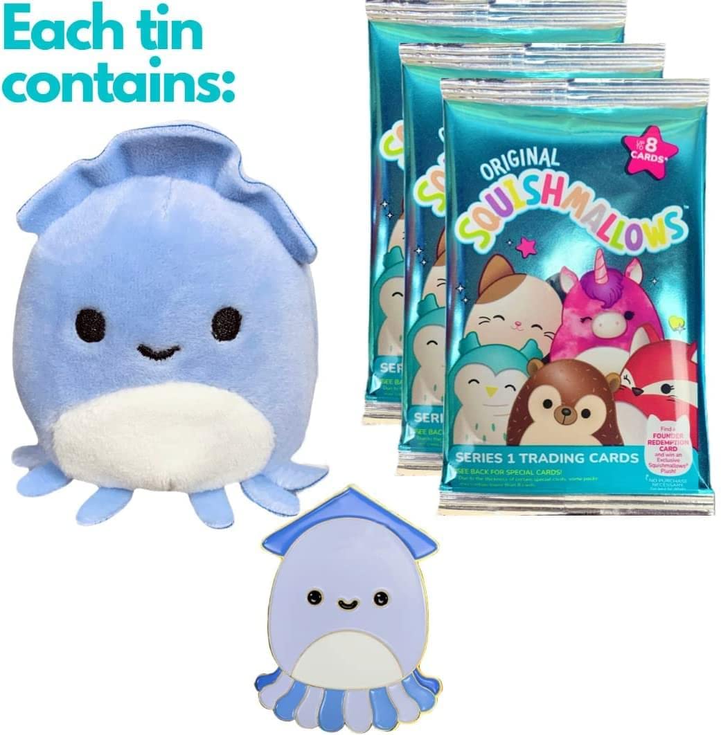 Foto 3 pulgar | Set De Latas De Coleccionista Squishmallows Stacy The Squid Con Alfiler - Venta Internacional.