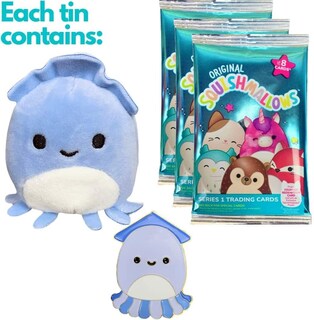 Foto 2 | Set De Latas De Coleccionista Squishmallows Stacy The Squid Con Alfiler - Venta Internacional.