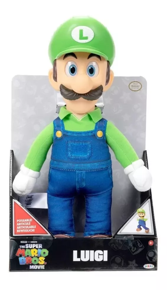 Mario Bros La Pelicula Peluche Articulado Luigi 37 Cm Altura