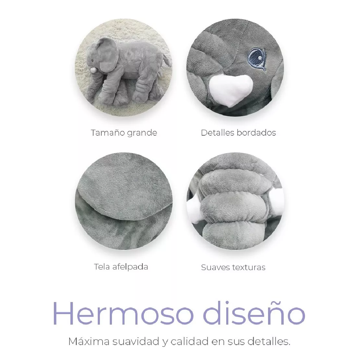 Foto 3 pulgar | Almohada de Elefante de Peluche Lab.G Gris de Gran Tamaño 30x30 cm