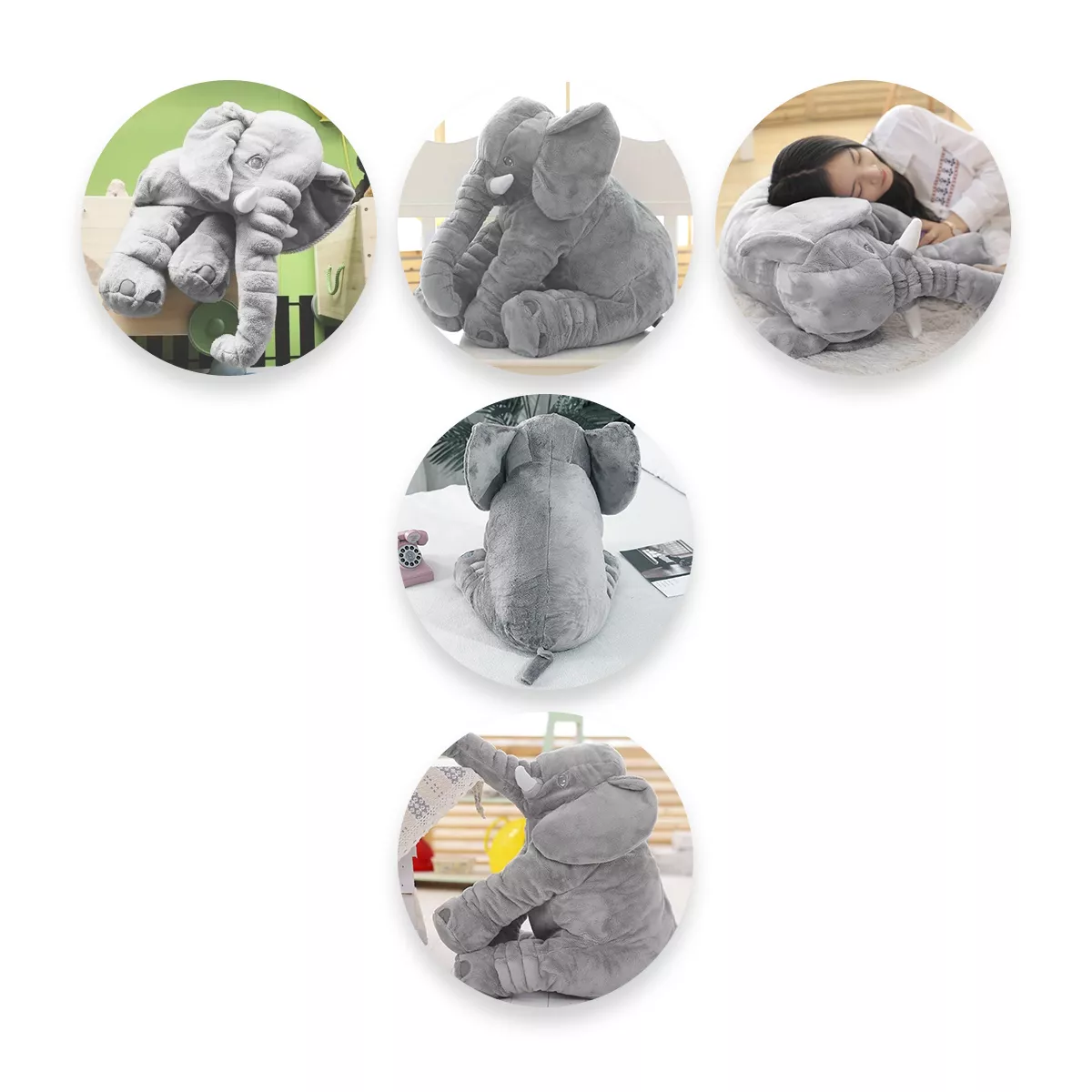 Foto 4 pulgar | Almohada de Elefante de Peluche Lab.G Gris de Gran Tamaño 30x30 cm