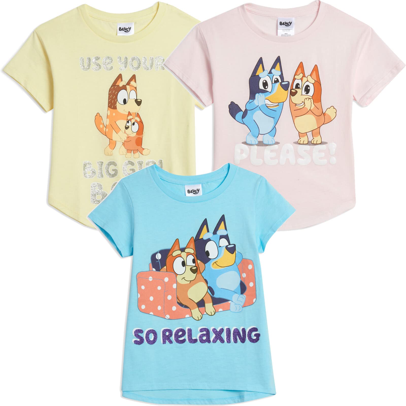 Camiseta Bluey Bingo Mom Little Girls De Manga Corta, Paquete De 3 Unidades, 4 Unidades - Venta Internacional.