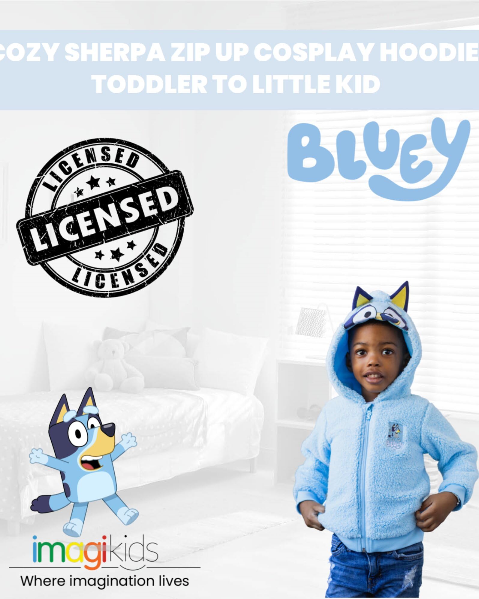 Foto 3 pulgar | Sudadera Con Capucha Bluey Little Boys Cozy Sherpa Con Cremallera Para Cosplay 6, Azul - Venta Internacional.