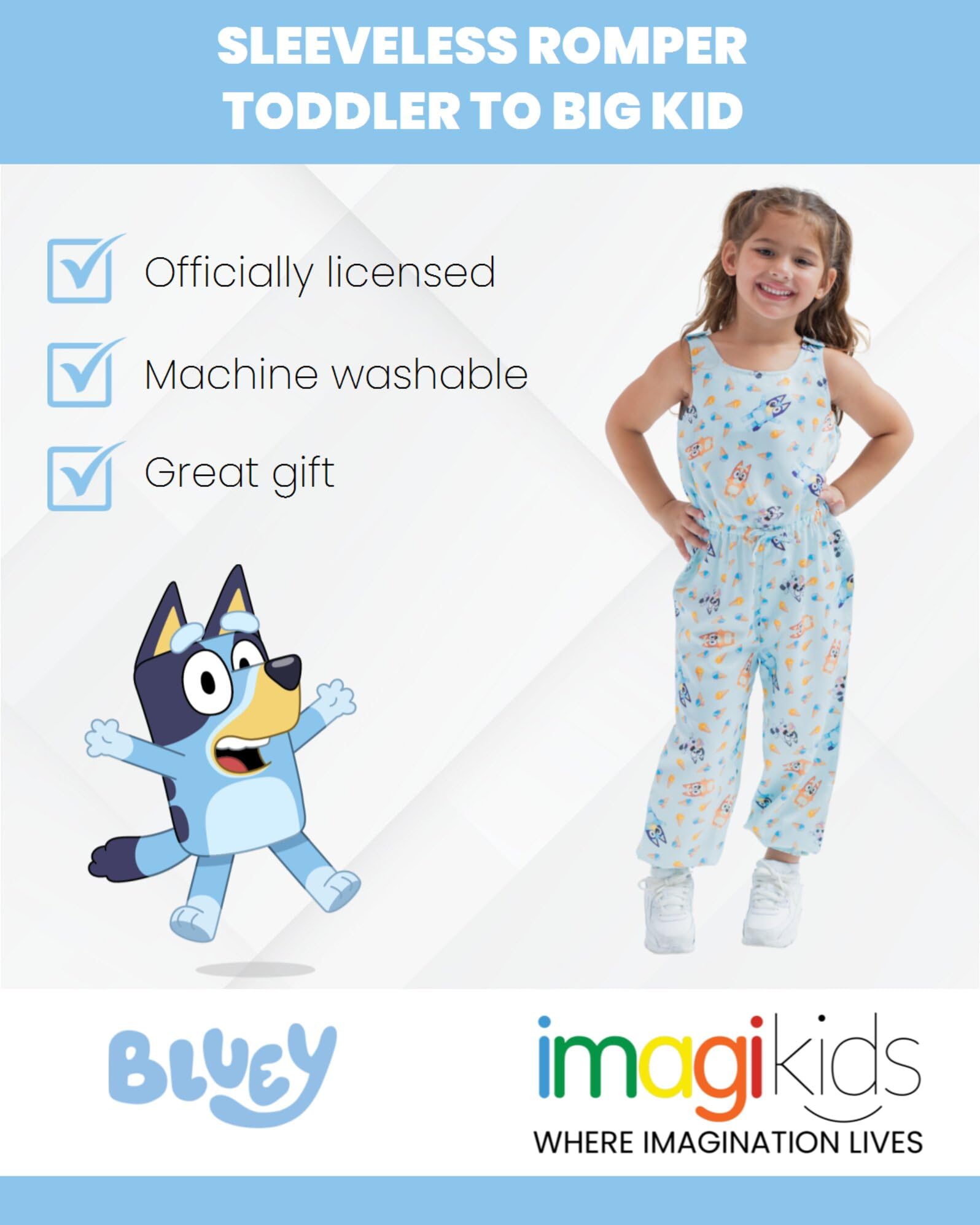 Foto 3 | Mono Sin Mangas Romper Bluey Bingo Muffin Para Niñas - Venta Internacional.