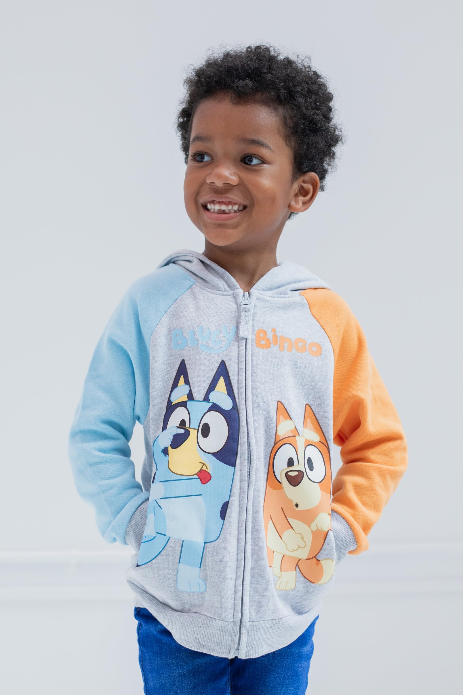 Foto 2 | Sudadera Con Capucha Bluey & Bingo, Forro Polar, Con Cremallera, Raglán, Gris Para Niños 2t - Venta Internacional.