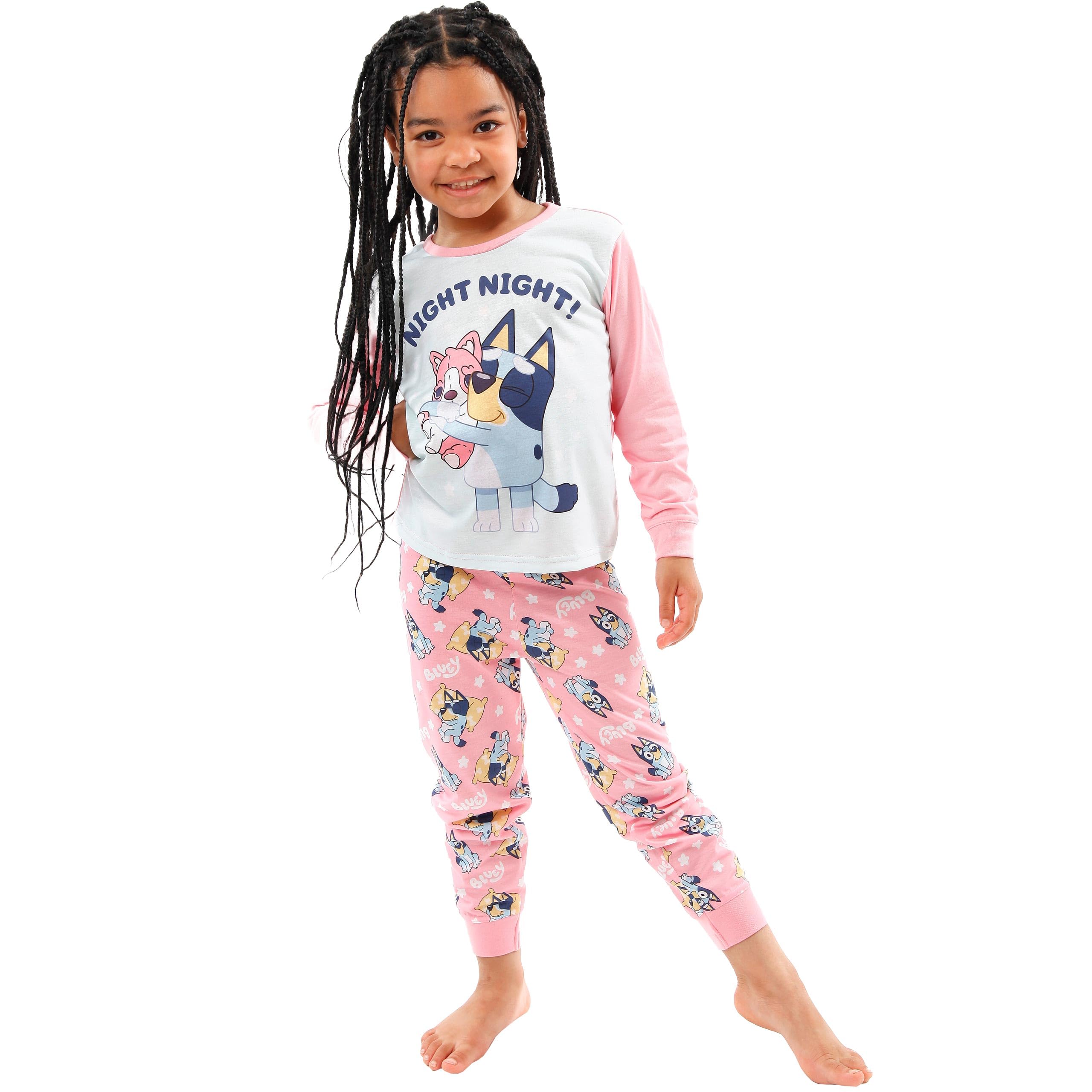 Foto 2 | Pijama Bluey Night Night De Manga Larga Para Niñas Rosa De 4 Años - Venta Internacional.