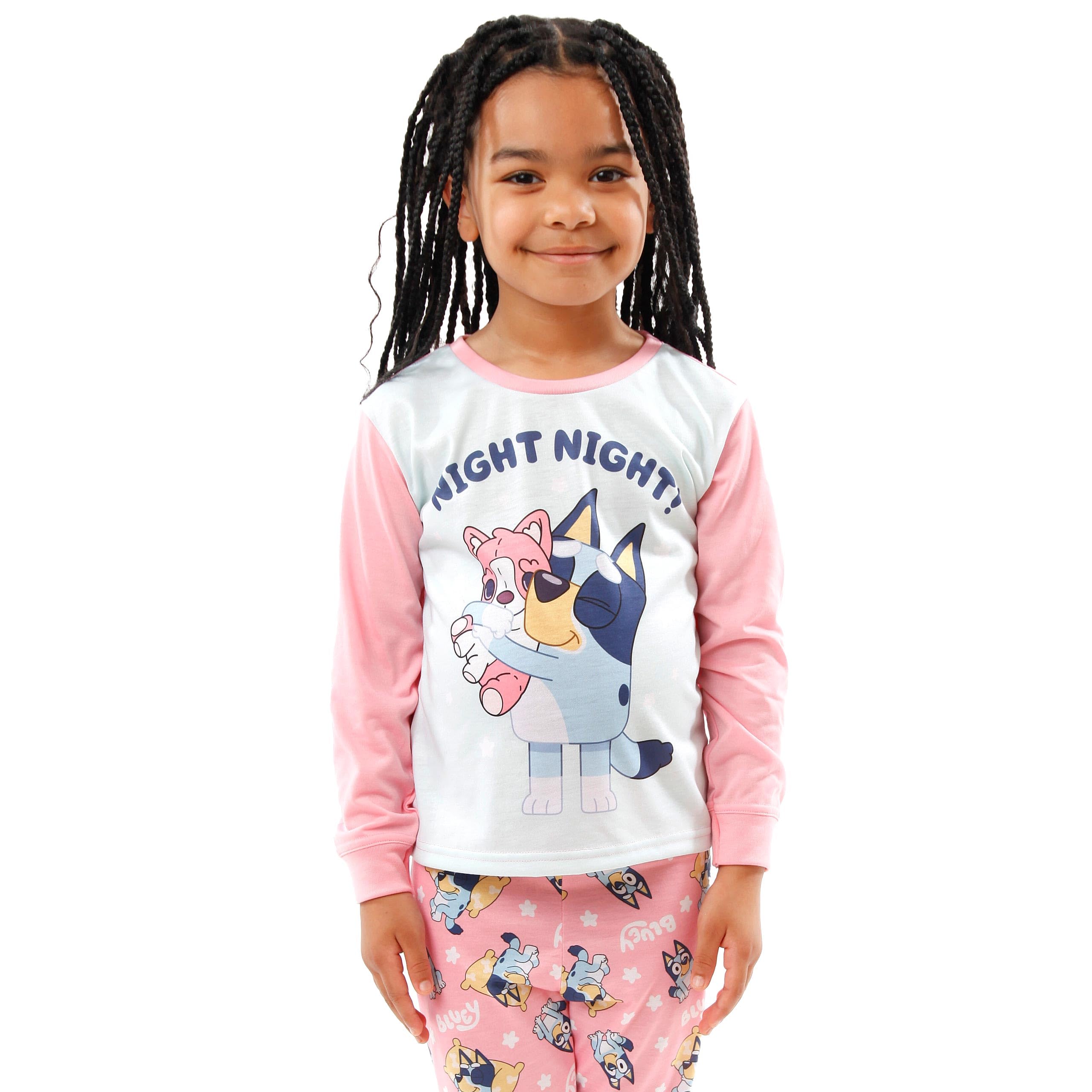 Foto 4 pulgar | Pijama Bluey Night Night De Manga Larga Para Niñas Rosa De 4 Años - Venta Internacional.