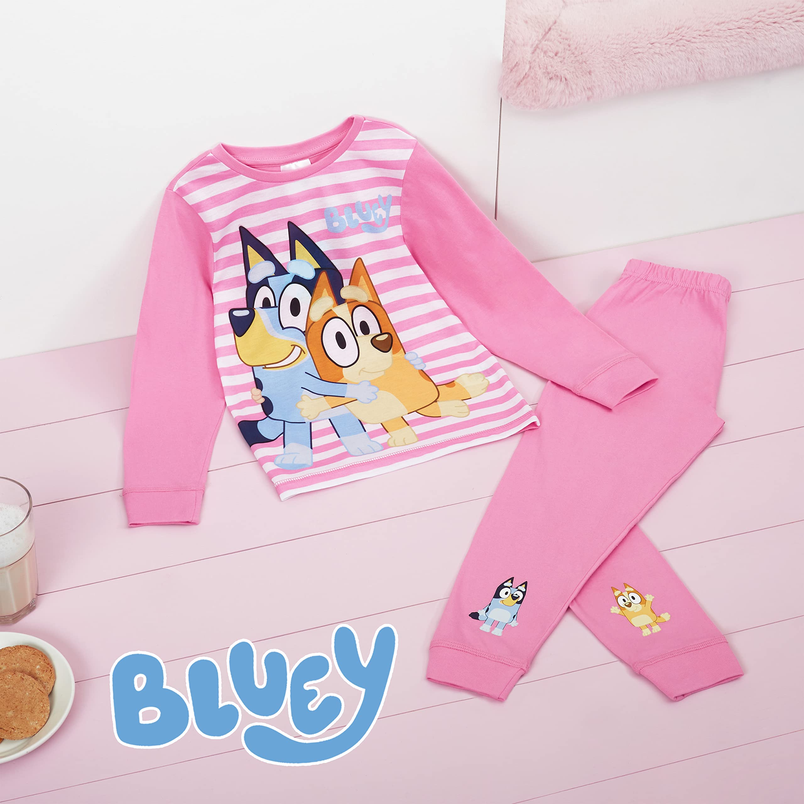 Foto 3 pulgar | Pijama Bluey Para Niñas De 4 A 5 Años, Manga Larga, Rosa, Parte Superior E Inferior - Venta Internacional.