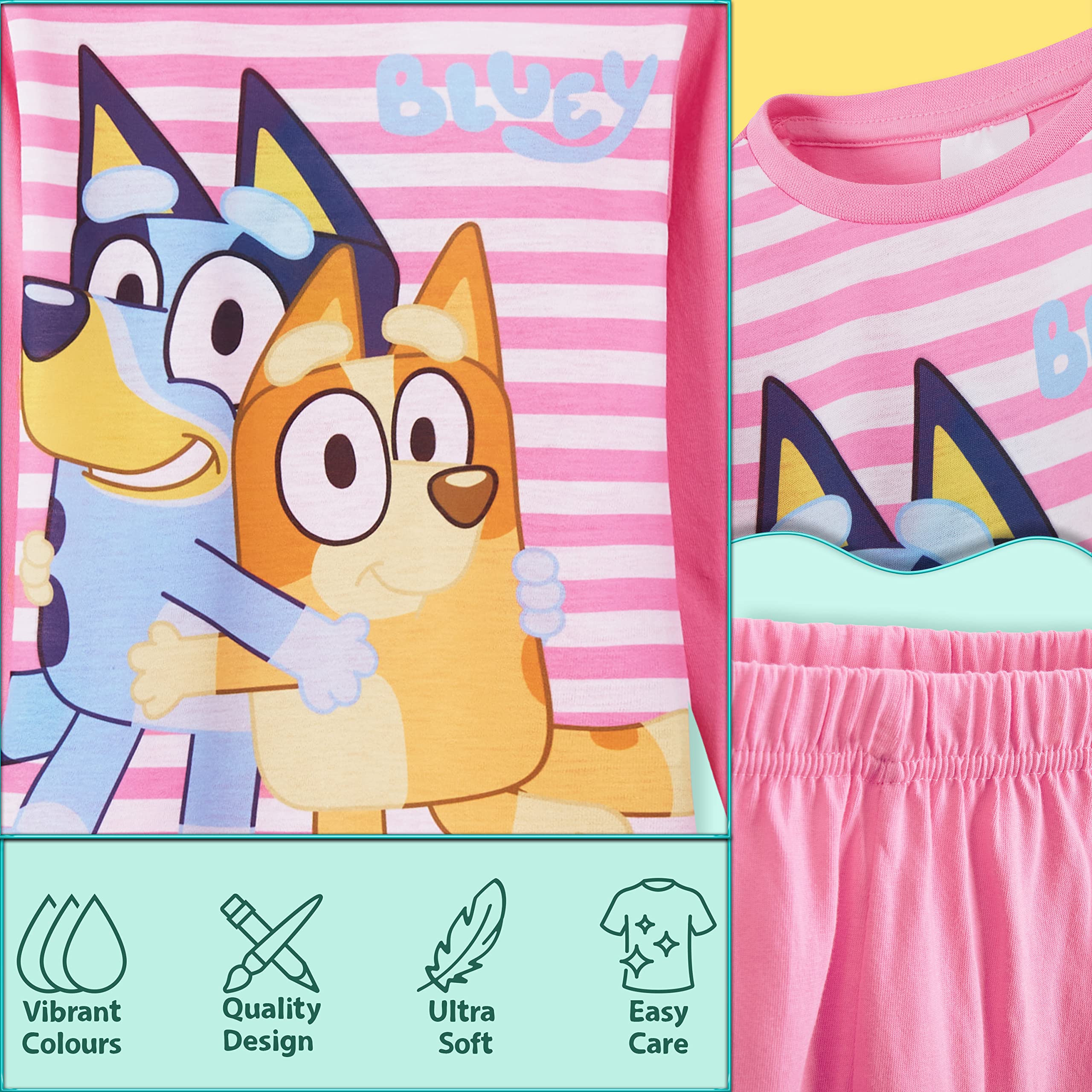 Foto 5 pulgar | Pijama Bluey Para Niñas De 4 A 5 Años, Manga Larga, Rosa, Parte Superior E Inferior - Venta Internacional.