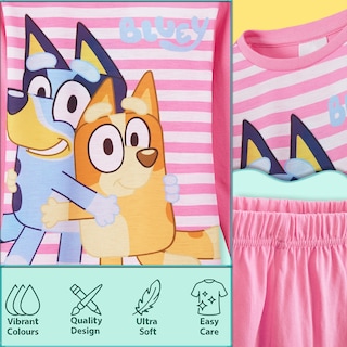 Foto 4 | Pijama Bluey Para Niñas De 4 A 5 Años, Manga Larga, Rosa, Parte Superior E Inferior - Venta Internacional.