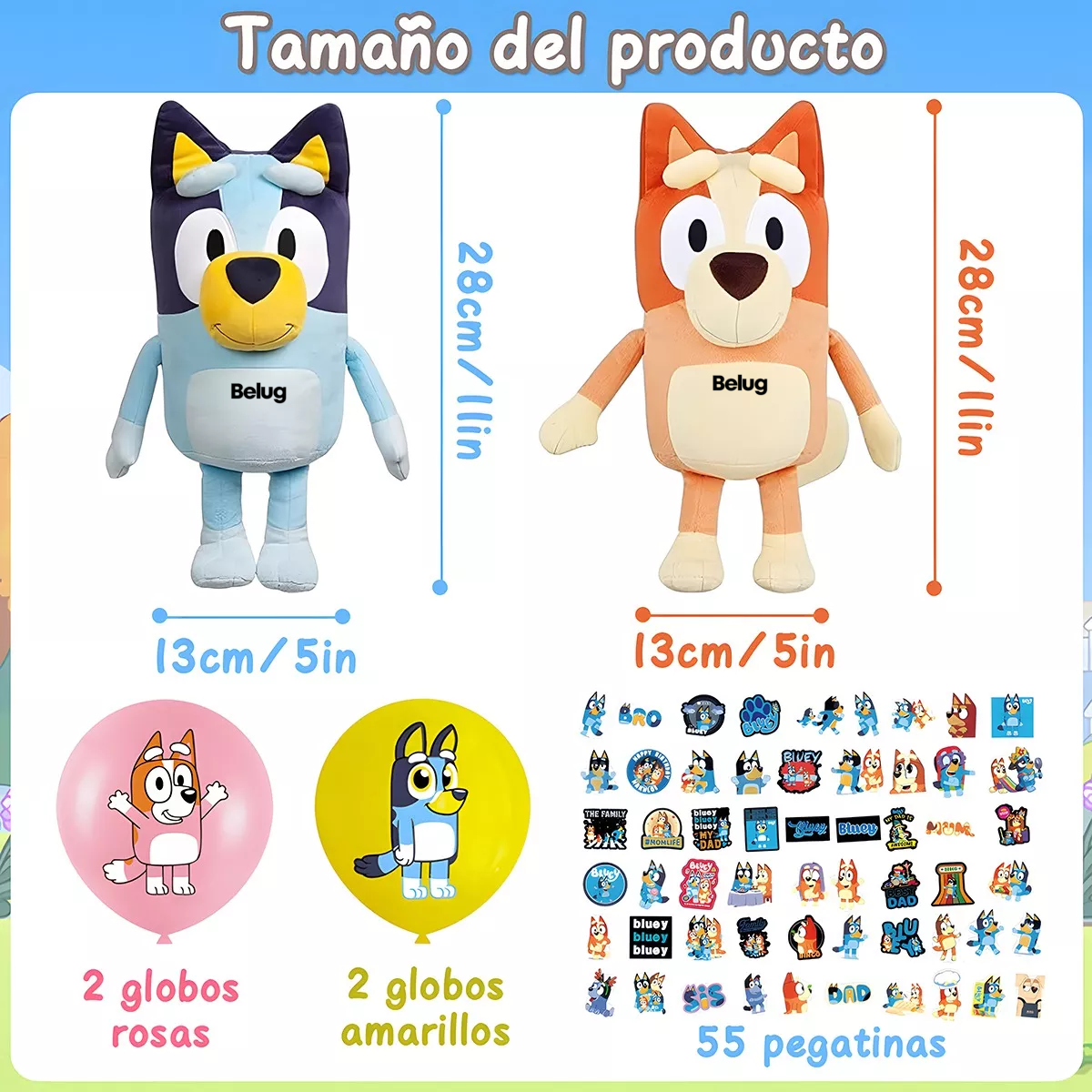 Foto 6 pulgar | Peluches Belug Bluey Familia Bluey Bingo Hermano y Hermana 2 Piezas