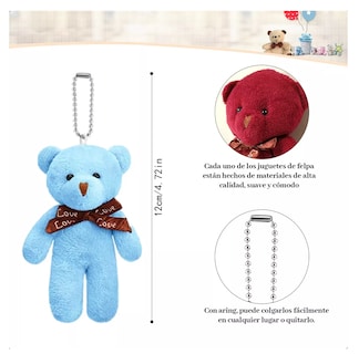 Foto 2 | Llaveros Ositos Miniositos De Peluche Suave Manualidades 15 Pzs Colores
