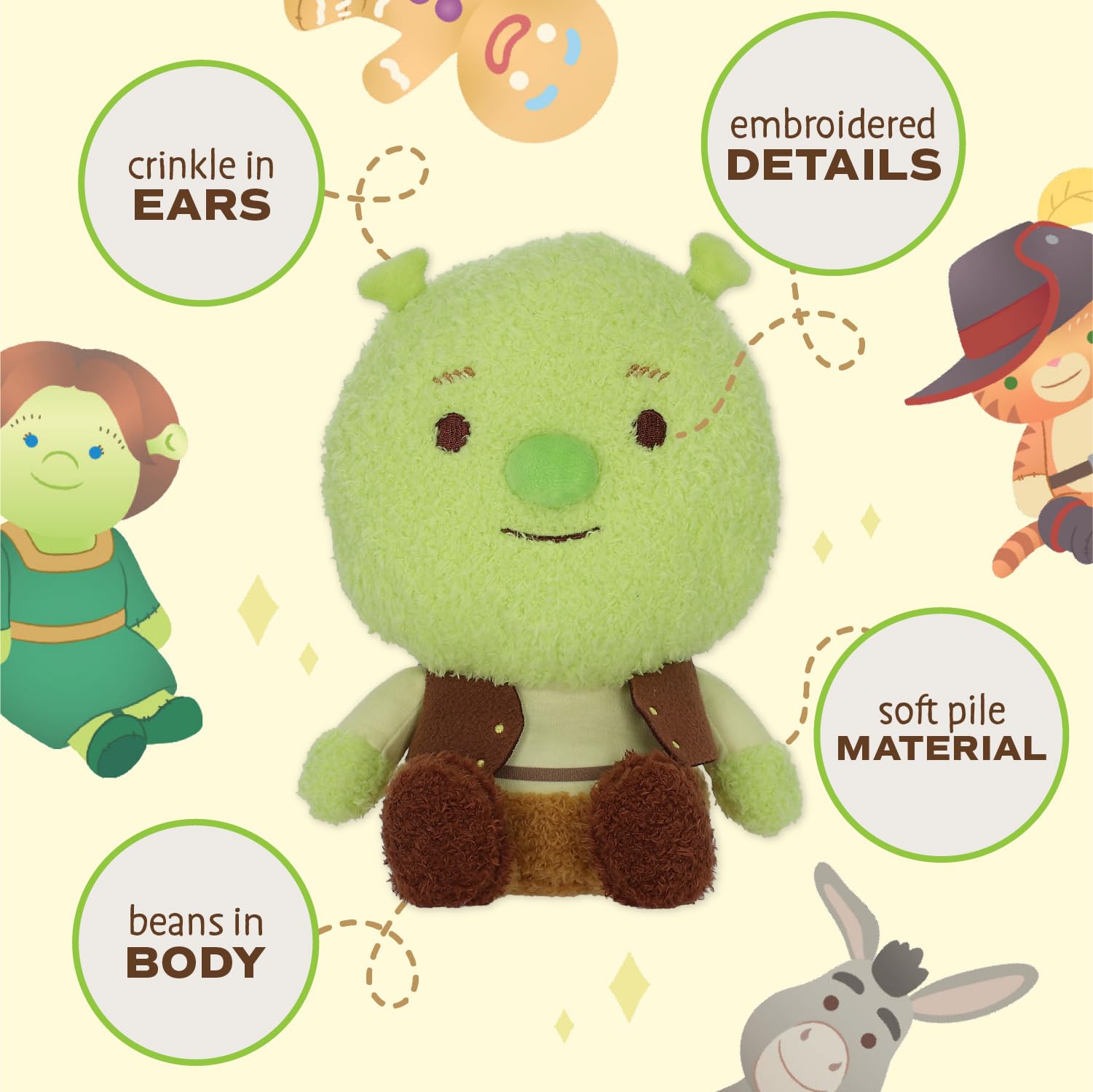 Foto 4 pulgar | Peluche De Peluche Kids Preferred Shrek Cuteeze De 30 Cm Con Sonido - Venta Internacional.