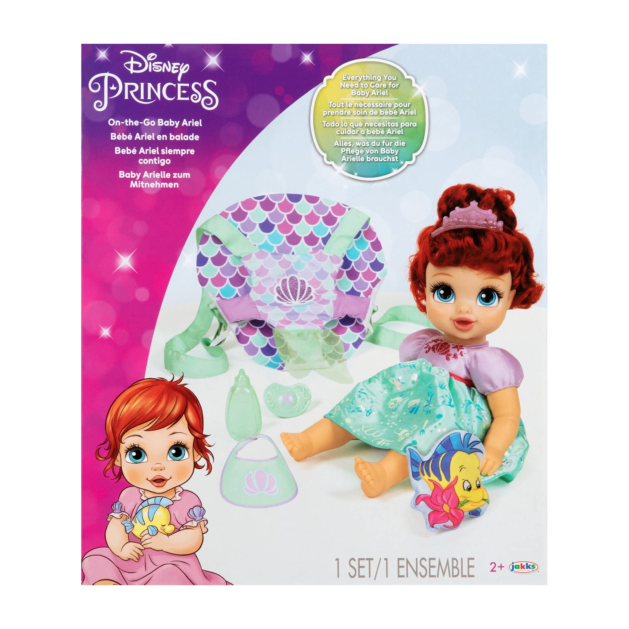 Foto 8 pulgar | Muñeca Disney Princess Ariel Deluxe Con Tiara, Portabebé Y Más - Venta Internacional.