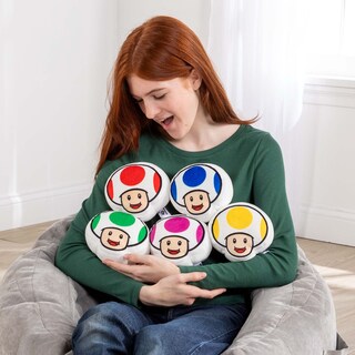 Foto 5 | Mocasines De Peluche Toy Club Mocchi Nintendo Super Mario Toad 15 Cm - Venta Internacional.