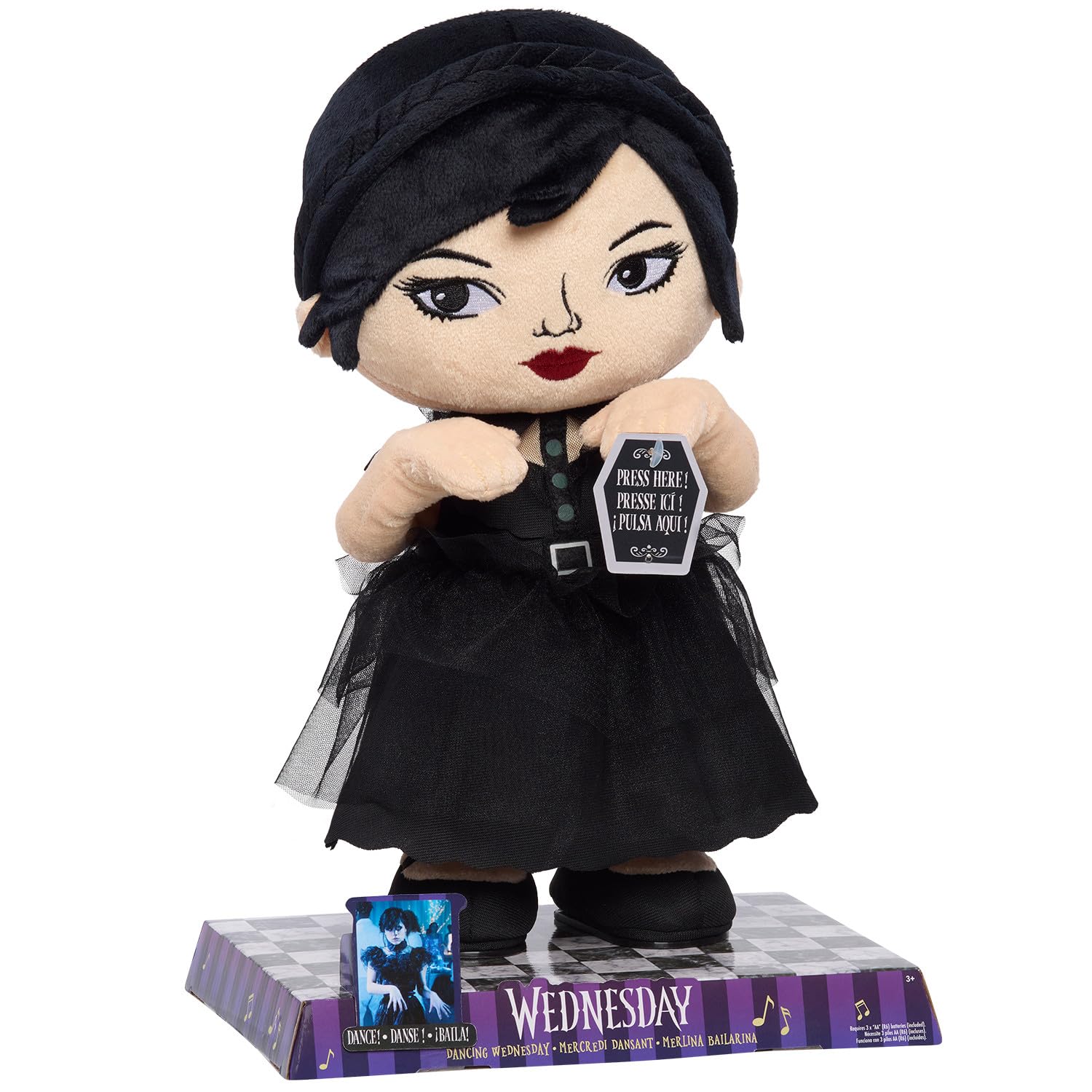 Muñeco De Peluche Bailando Just Play Wednesday Con Música De 12,5 Pulgadas - Venta Internacional.