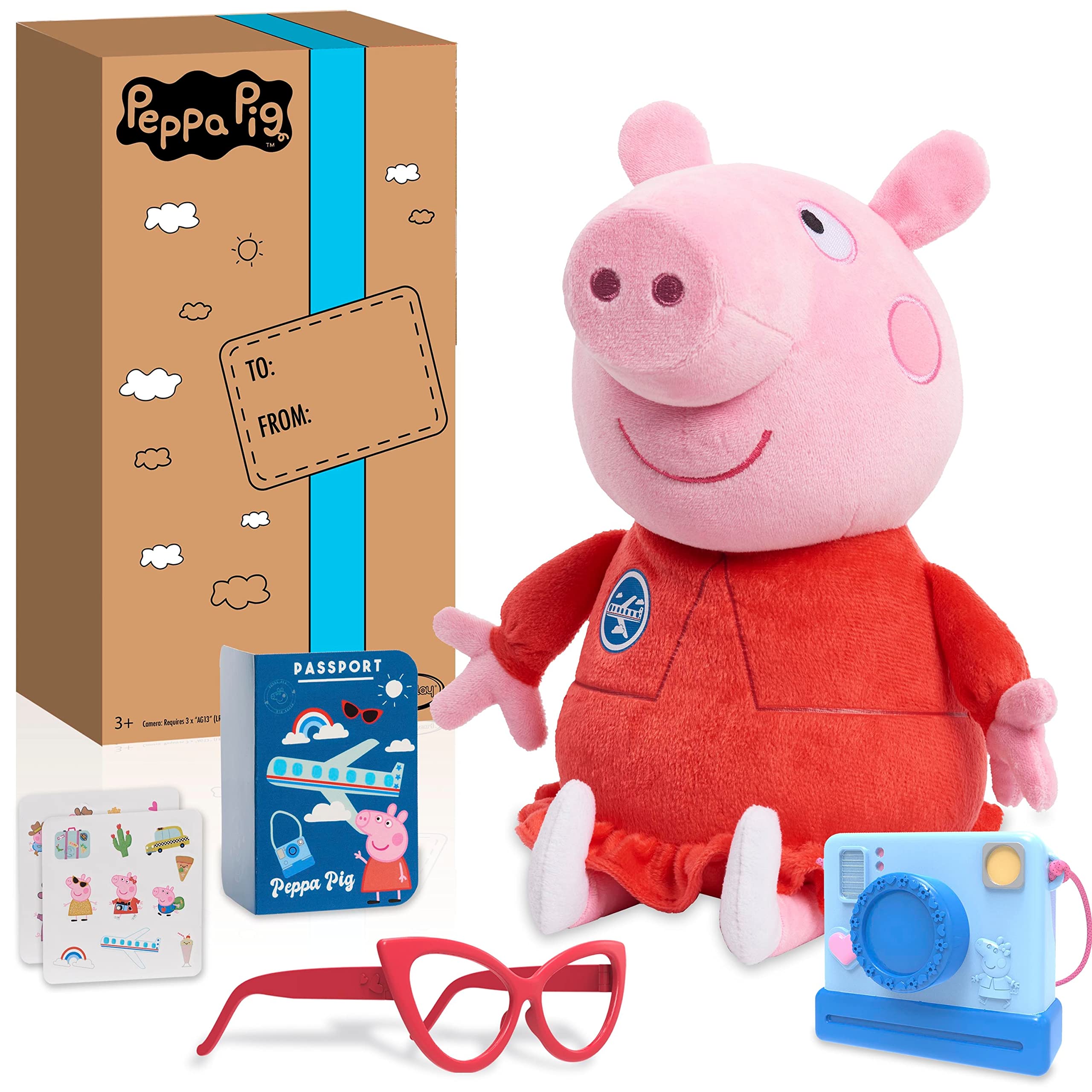 Foto 2 pulgar | Juguete De Peluche Just Play Peppa Pig Tourist Con Cámara Iluminada De 34 Cm - Venta Internacional.