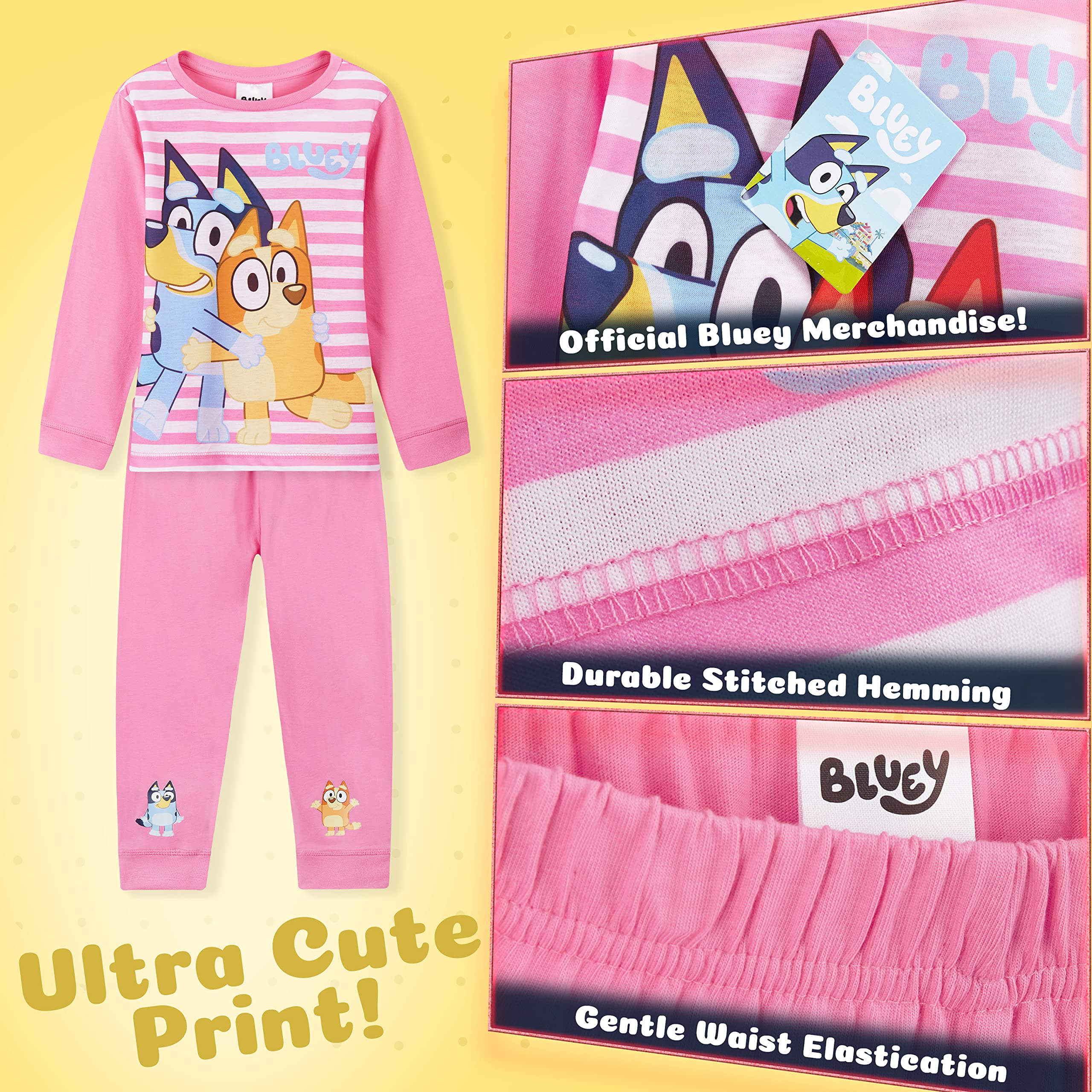 Foto 6 pulgar | Camiseta Rosa De Manga Larga Con Pijama Bluey Para Niñas De 5 A 6 Años - Venta Internacional.
