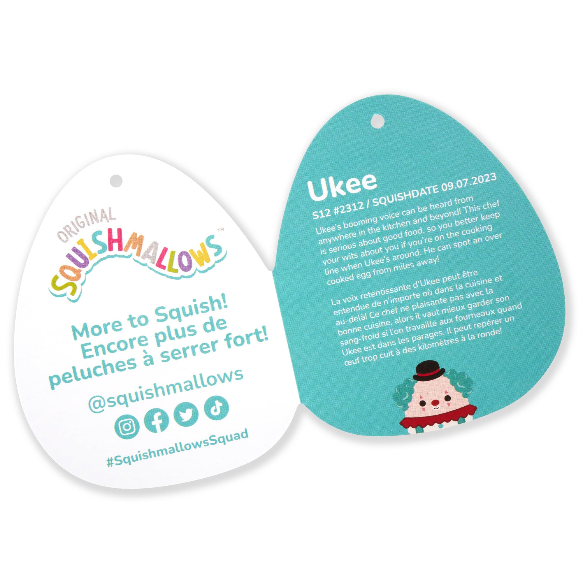 Foto 4 pulgar | Peluche Squishmallows Original Ukee Clown 30 Cm Oficial - Venta Internacional.
