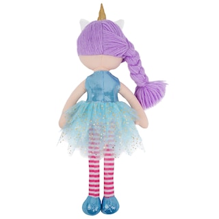 Foto 5 | Muñeca De Trapo De Peluche June Garden Unicorn Myra De 16 Pulgadas Con Vestido Azul - Venta Internacional.