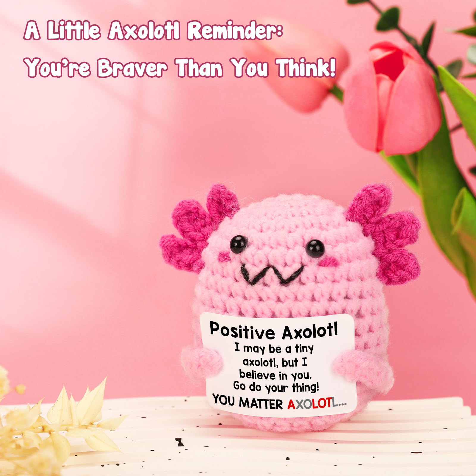 Foto 4 | Regalo De Apoyo Emocional Hecho A Mano A Ganchillo De Felpa Con Axolotl - Venta Internacional.
