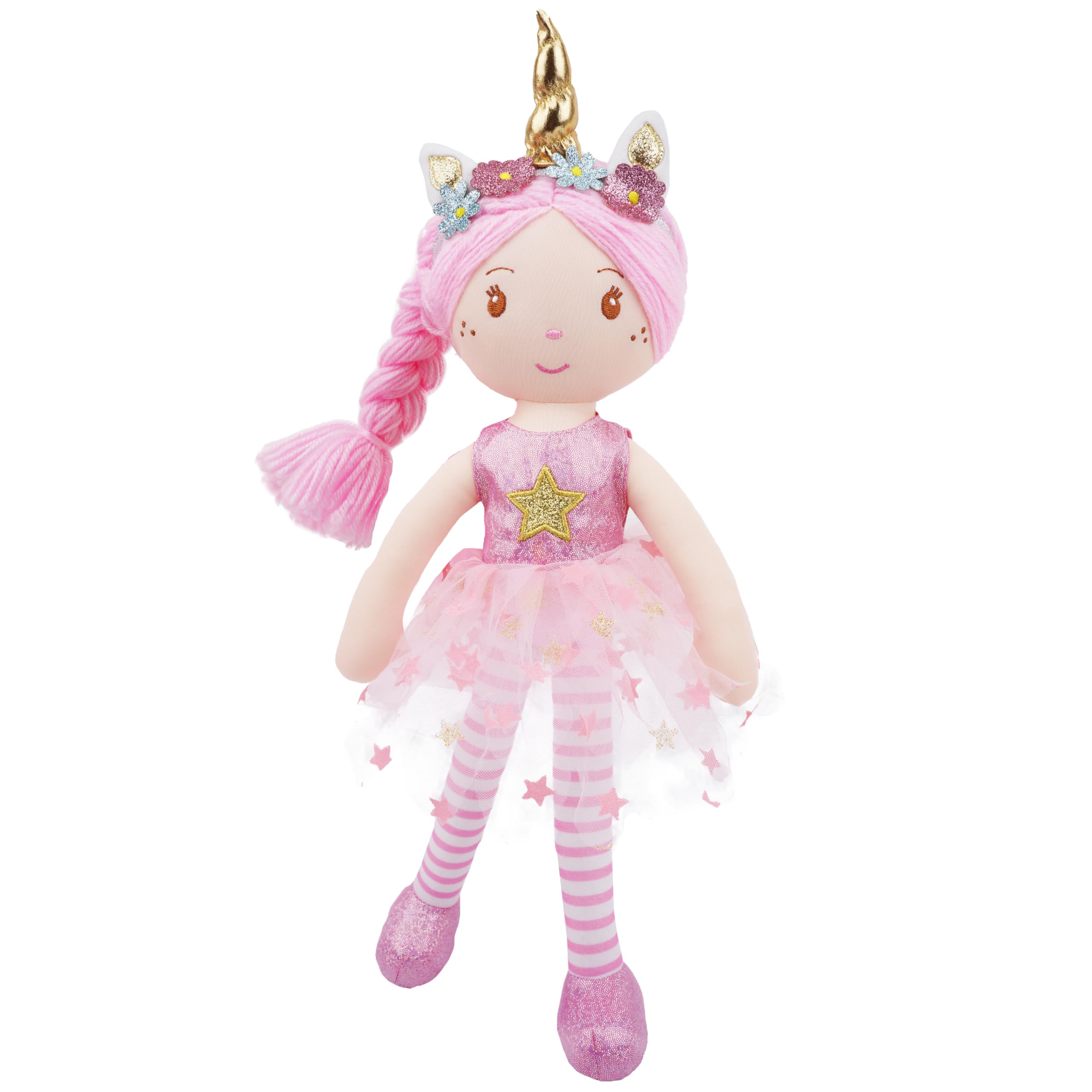Muñeca De Trapo De Peluche June Garden Unicorn Anya, 16 Cm, Con Pelo Rosa - Venta Internacional.
