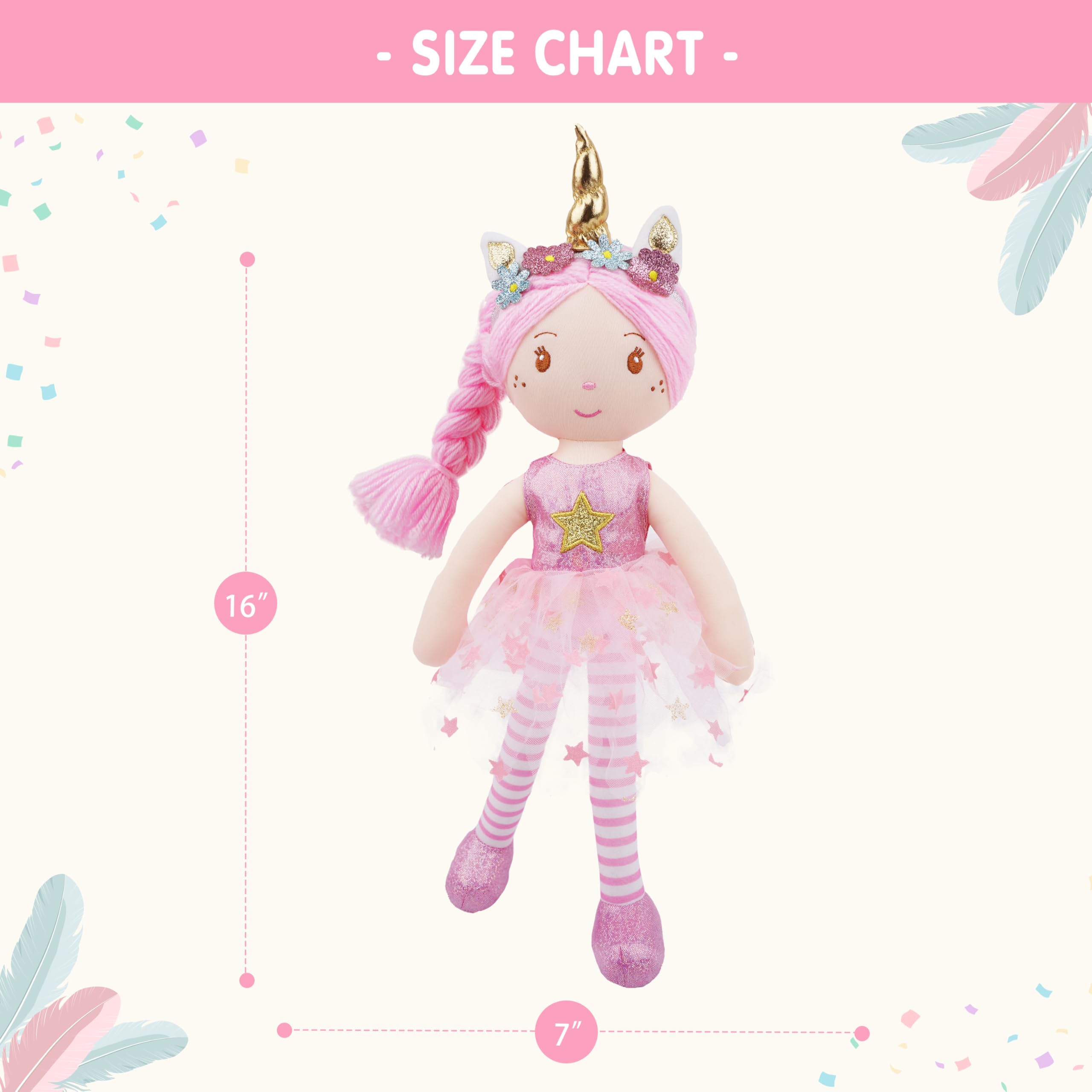 Foto 7 pulgar | Muñeca De Trapo De Peluche June Garden Unicorn Anya, 16 Cm, Con Pelo Rosa - Venta Internacional.