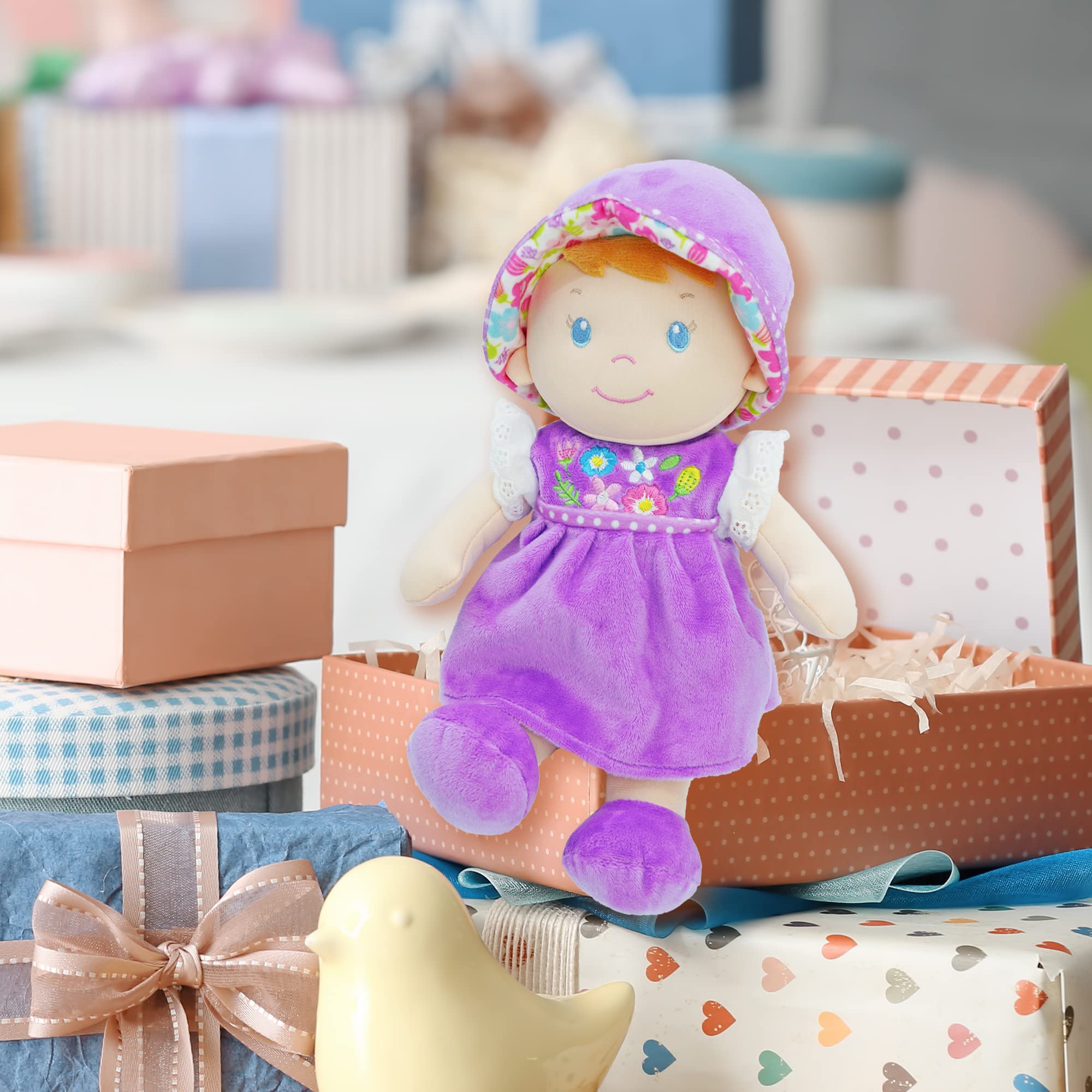 Foto 4 pulgar | Muñeca De Peluche June Garden Laura De 30 Cm Con Vestido Morado - Venta Internacional.