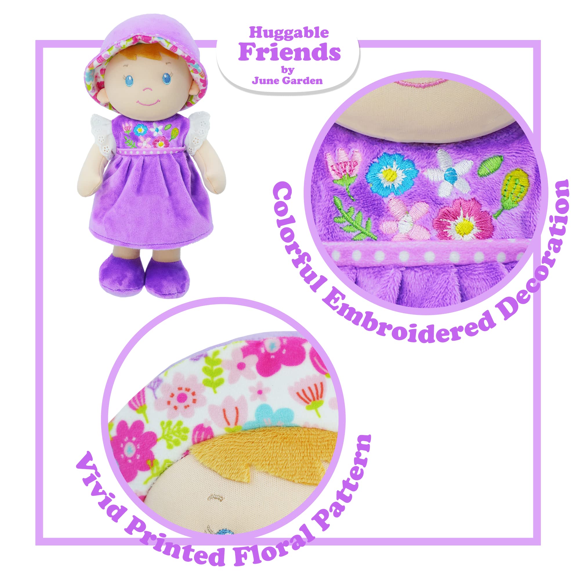 Foto 5 pulgar | Muñeca De Peluche June Garden Laura De 30 Cm Con Vestido Morado - Venta Internacional.