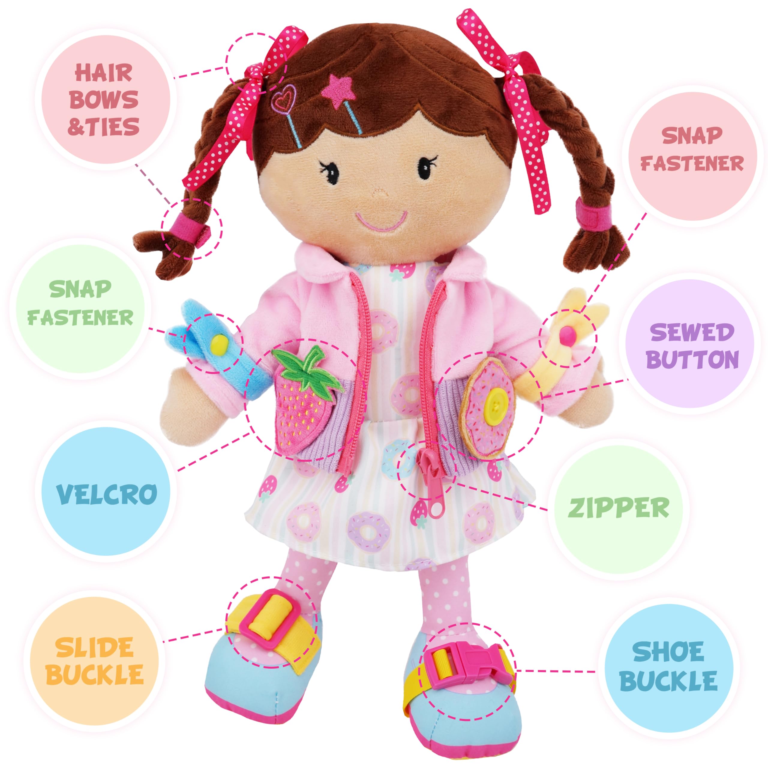 Foto 3 pulgar | Muñeca De Peluche Educativa June Garden Dressy Friends - Venta Internacional.