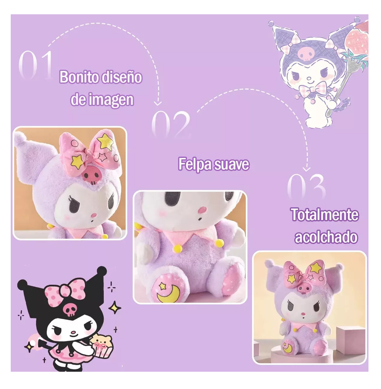 Foto 5 pulgar | Peluche Kuromi  My Melody Adorable Plush 2 Piezas