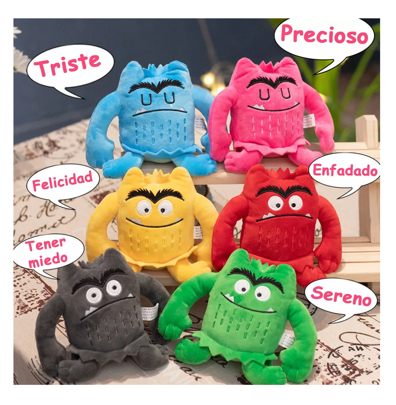 Foto 5 pulgar | Muñeco de Peluche Pequeño Monstruo 6 piezas Colores Belug