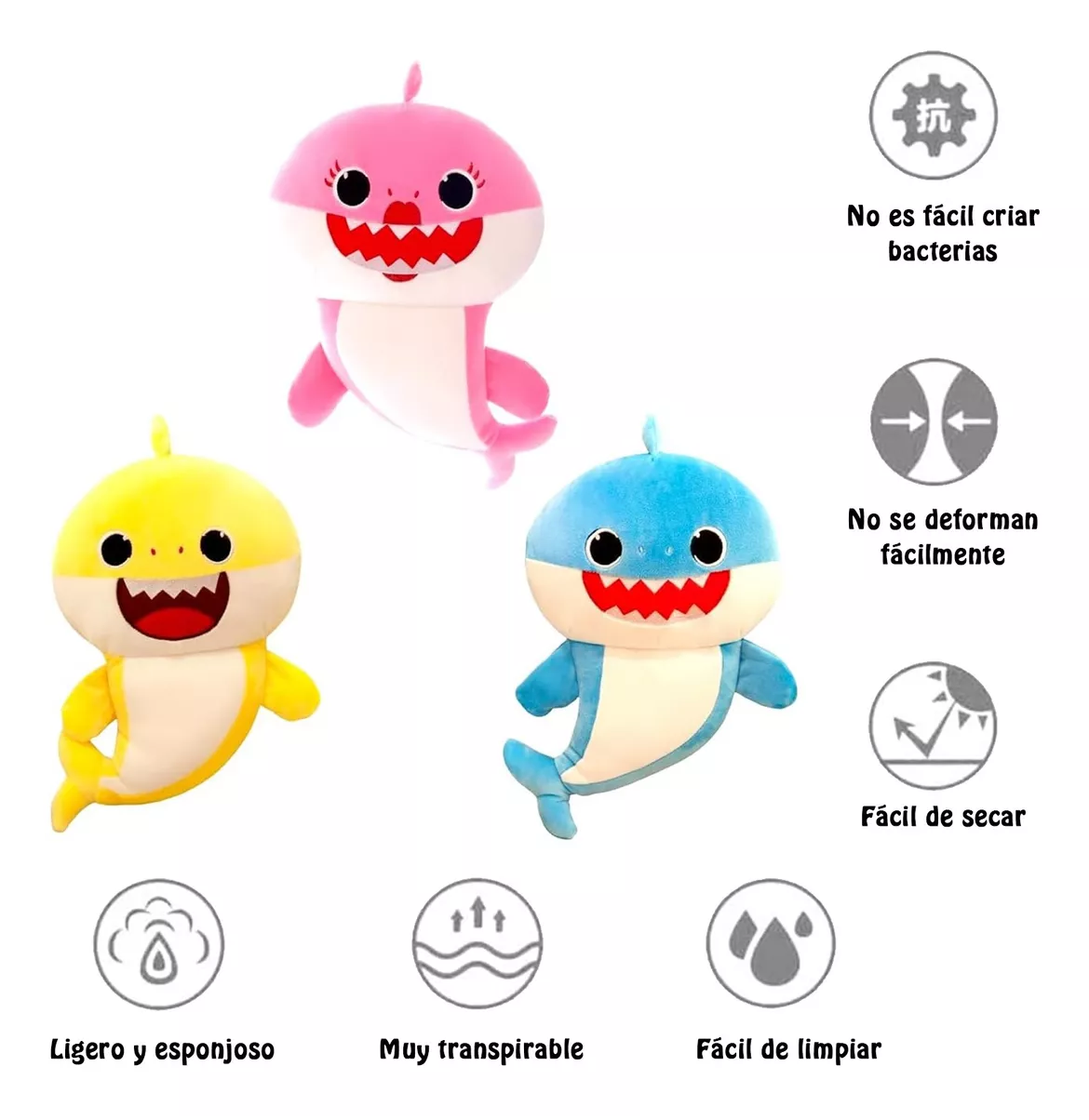 Foto 3 pulgar | Peluches Baby Shark 20 Cm Juguetes 3 Pcs Colores