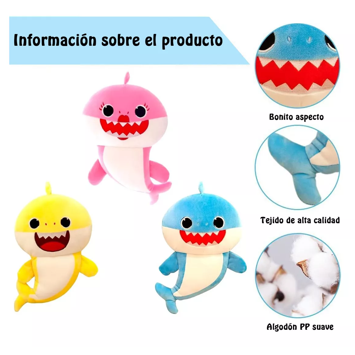 Foto 5 pulgar | Peluches Baby Shark 20 Cm Juguetes 3 Pcs Colores