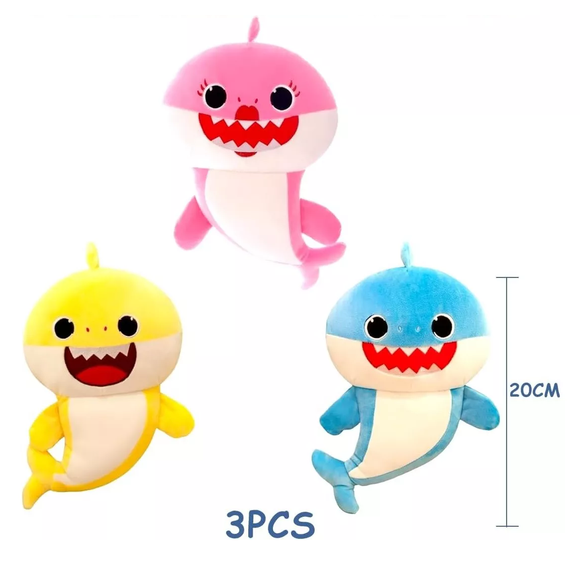 Foto 6 pulgar | Peluches Baby Shark 20 Cm Juguetes 3 Pcs Colores