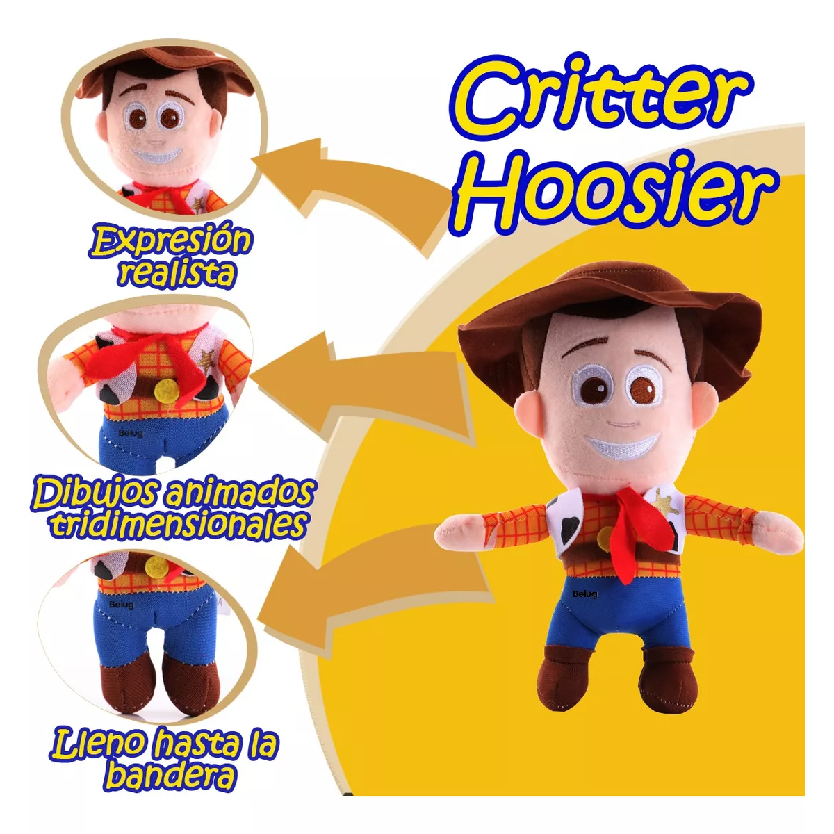 Foto 3 pulgar | Peluche Woody Vaquero Toy Story 2 Pcs Calidad Premium 25 Cm Colores