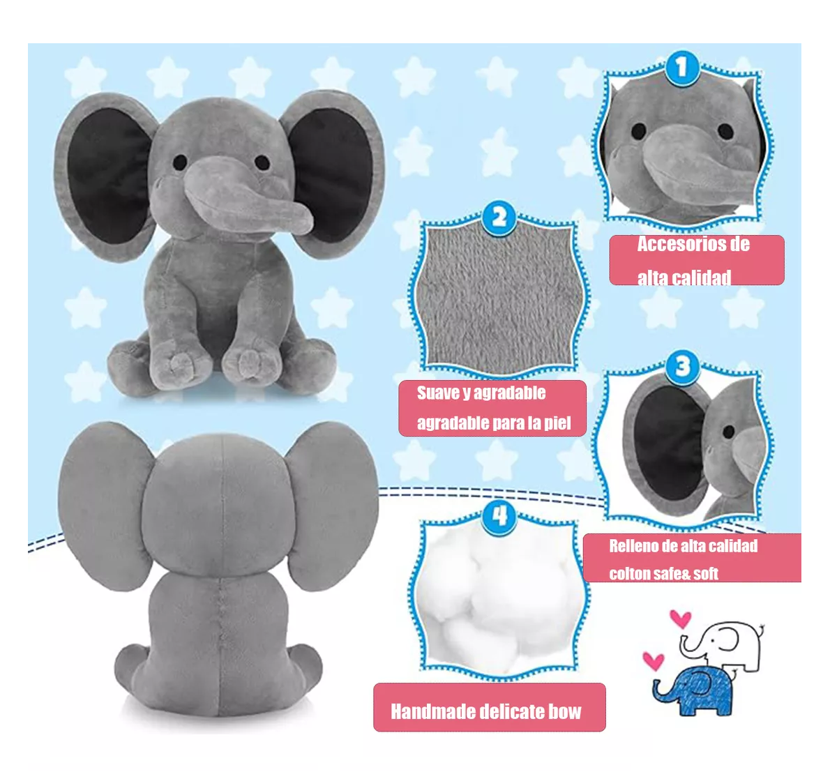 Foto 5 pulgar | Peluches de Elefante 2 Piezas
