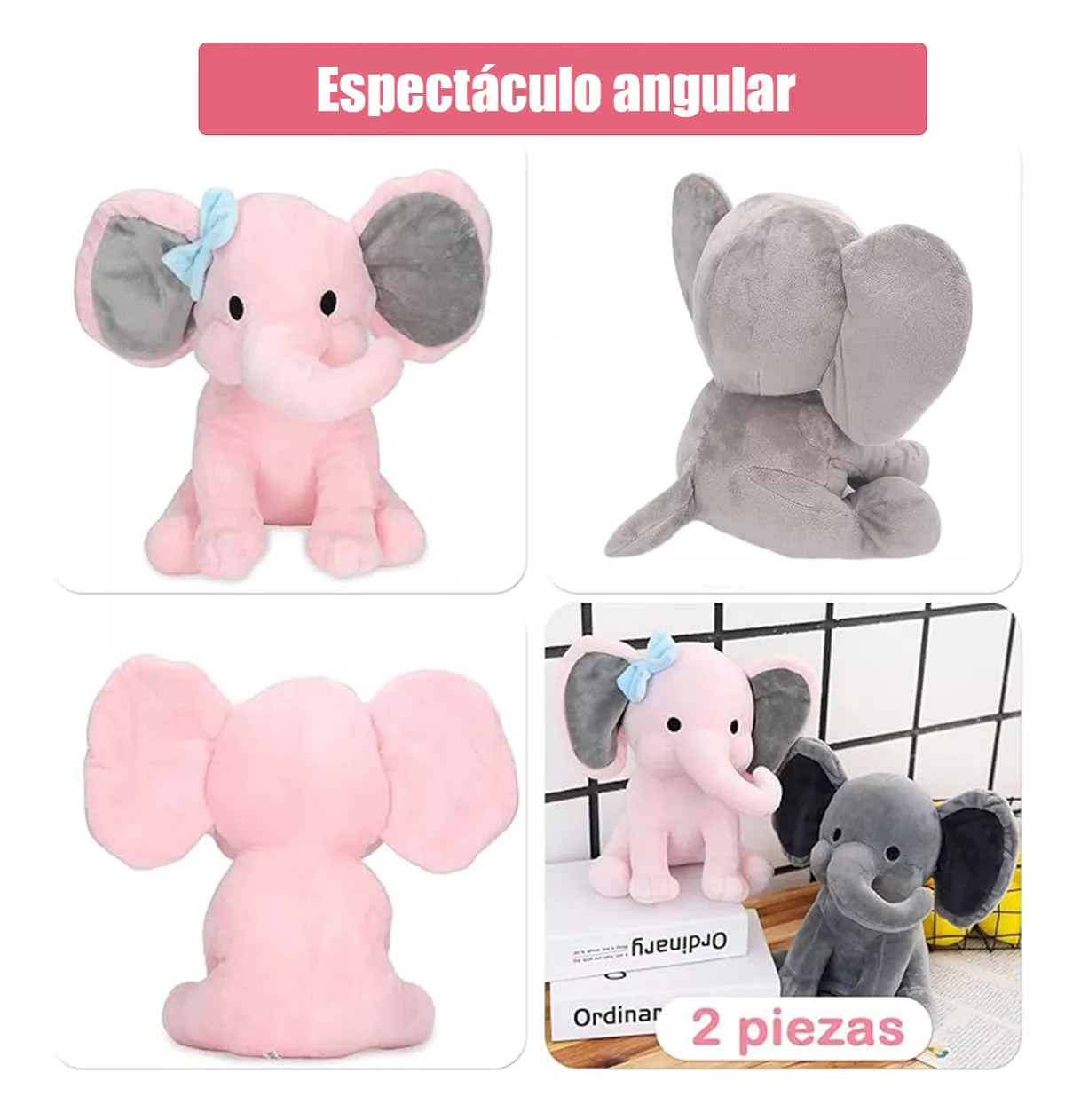 Foto 6 pulgar | Peluches de Elefante 2 Piezas