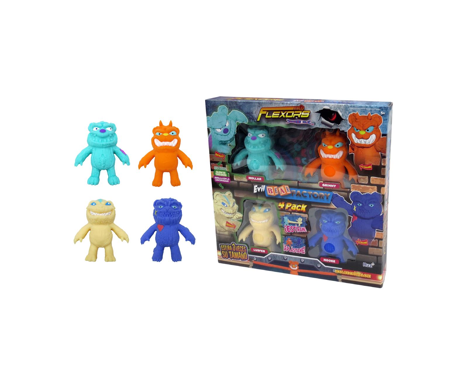 Figura Estirable Ruz Flexors (4 Pack Evil Bears Glow 15 Cm)