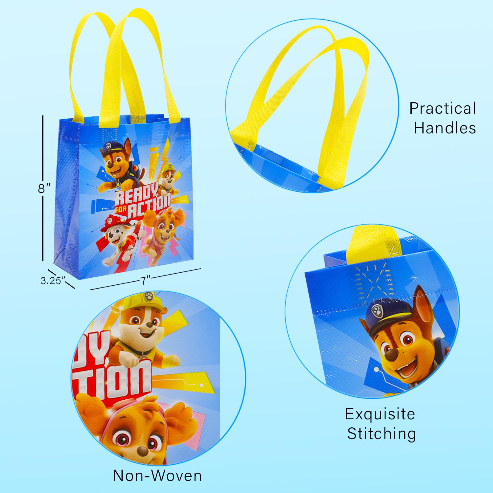 Foto 3 pulgar | Juego De Bolsas Para Fiestas Paw Patrol, Paquete De 12 Para Niños, Reutilizables - Venta Internacional.