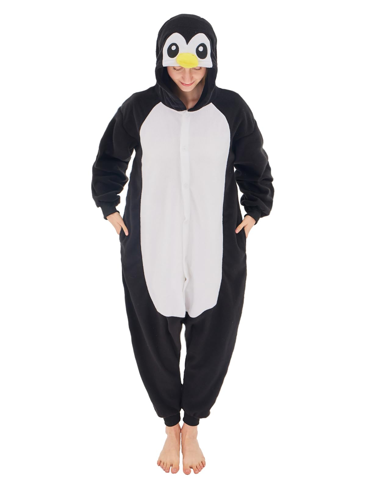 Foto 2 pulgar | Disfraz De Pingüino Negro Newcosplay, Pijama De Peluche Para Adultos - Venta Internacional.