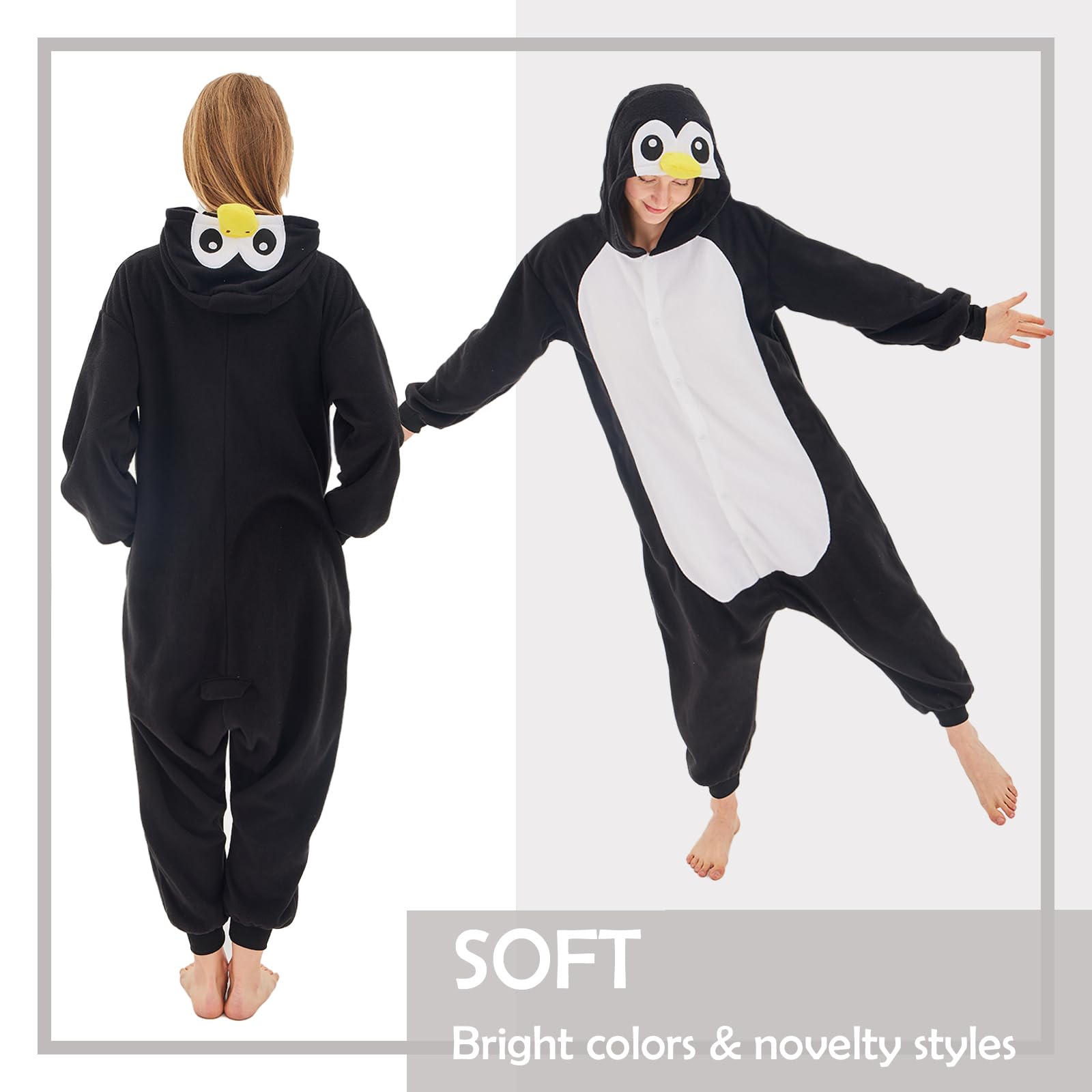 Foto 4 pulgar | Disfraz De Pingüino Negro Newcosplay, Pijama De Peluche Para Adultos - Venta Internacional.