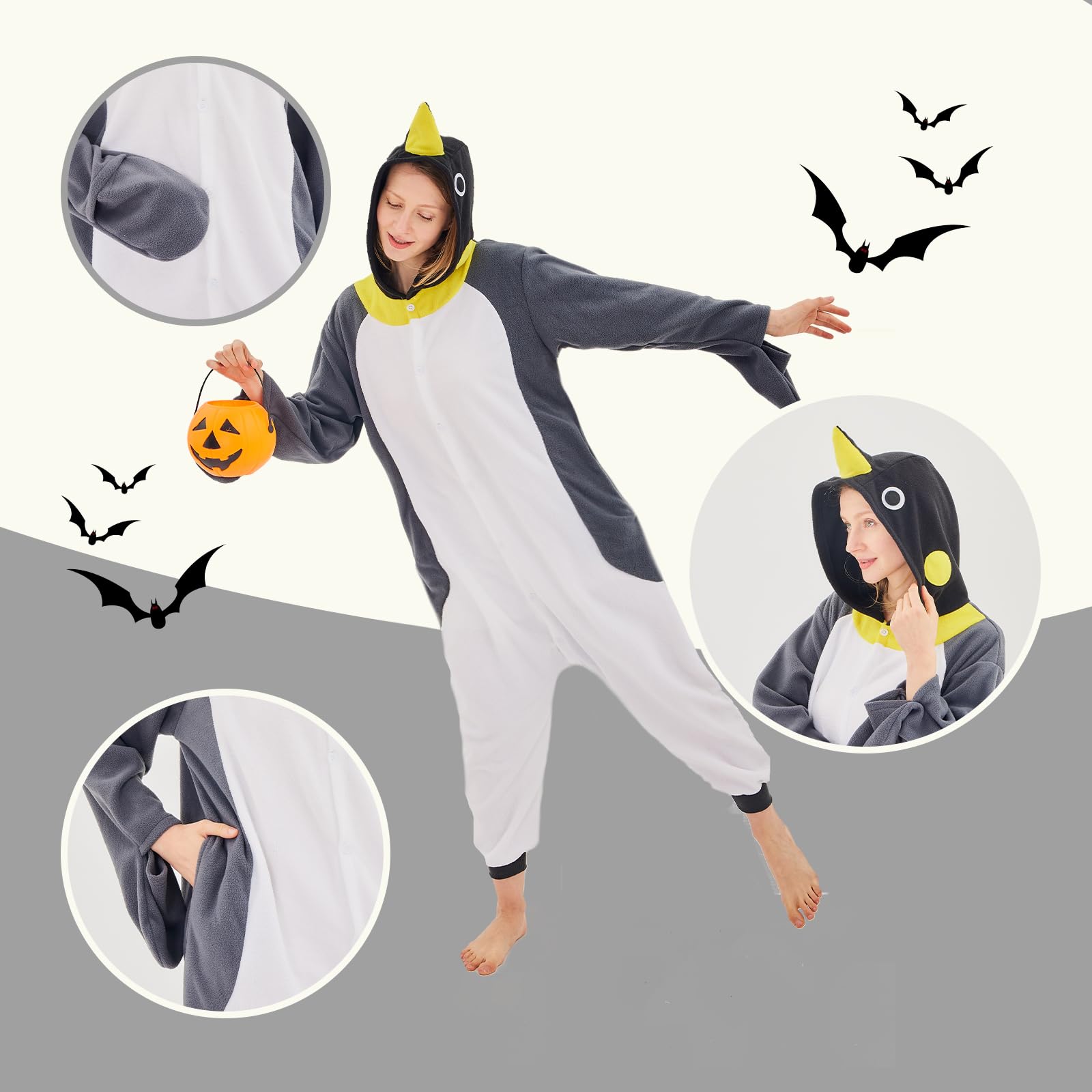 Foto 5 pulgar | Disfraz De Pingüino Gris Newcosplay Para Adulto Con Forma De Mono Con Forma De Animal - Venta Internacional.
