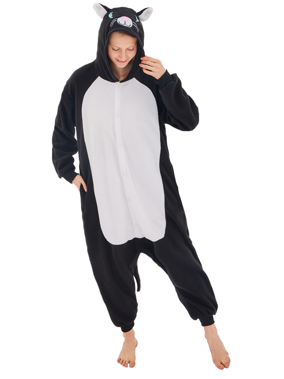 Foto 2 pulgar | Disfraz De Mono Newcosplay Para Adultos, Pijama De Felpa Con Gato Negro - Venta Internacional.