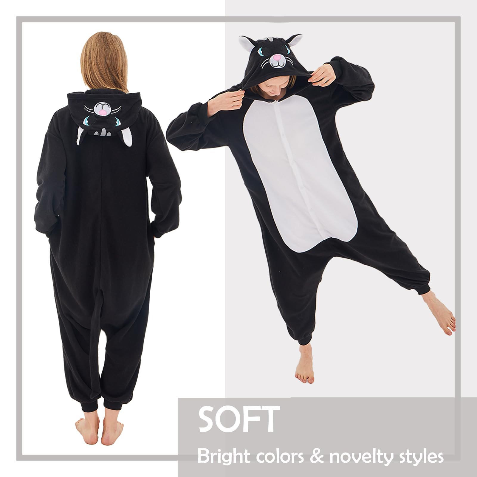 Foto 3 | Disfraz De Mono Newcosplay Para Adultos, Pijama De Felpa Con Gato Negro - Venta Internacional.
