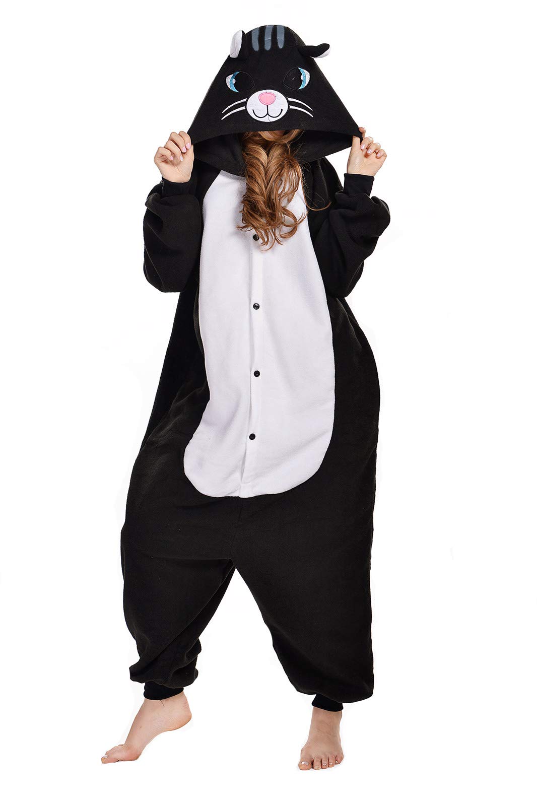Foto 5 pulgar | Disfraz De Mono Newcosplay Para Adultos, Pijama De Felpa Con Gato Negro - Venta Internacional.