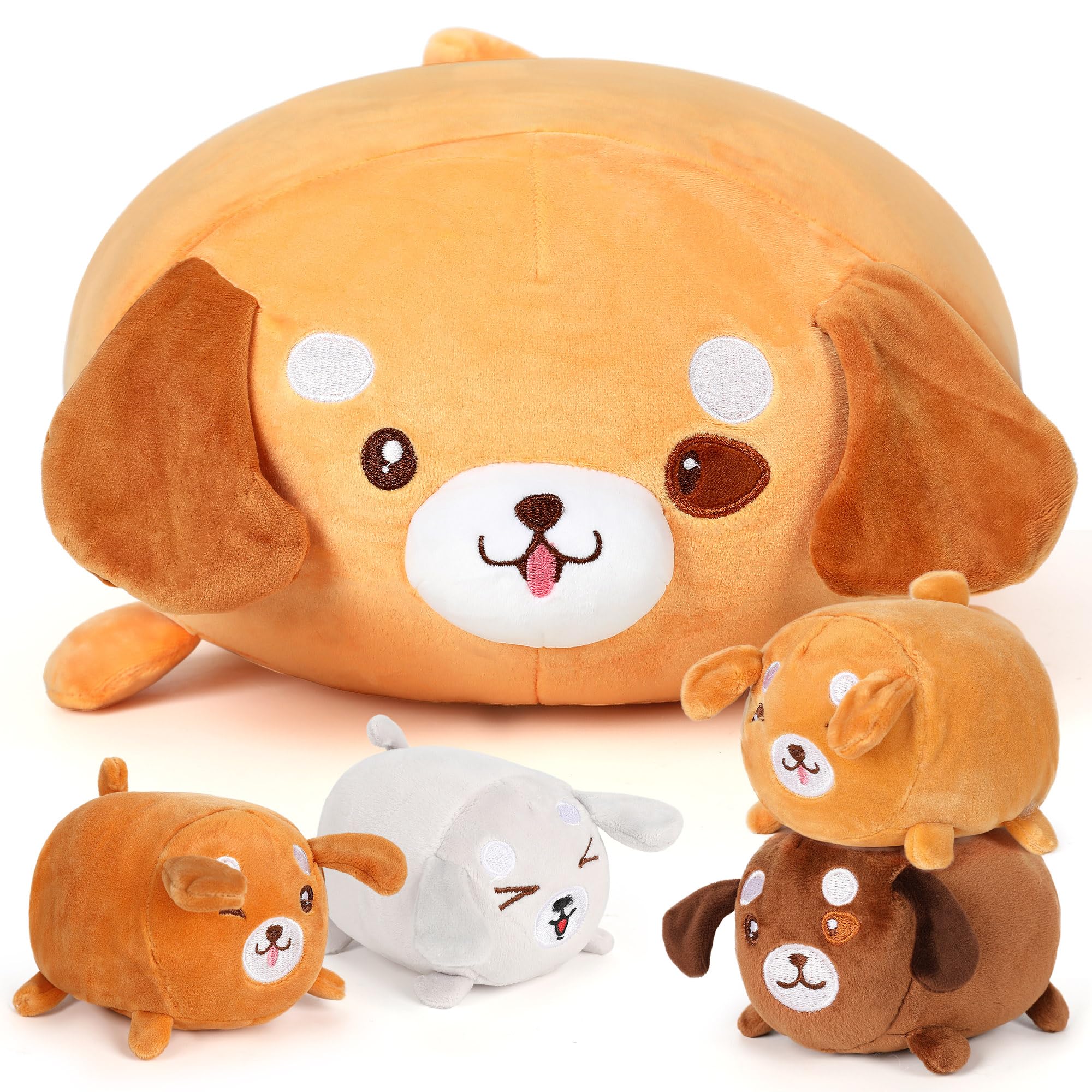 Foto 2 pulgar | Almohada De Peluche Corgi Dog De 15 Pulgadas Con 4 Juguetes De Peluche Para Bebés, 5 Piezas - Venta Internacional.