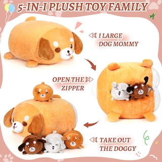 Foto 3 | Almohada De Peluche Corgi Dog De 15 Pulgadas Con 4 Juguetes De Peluche Para Bebés, 5 Piezas - Venta Internacional.