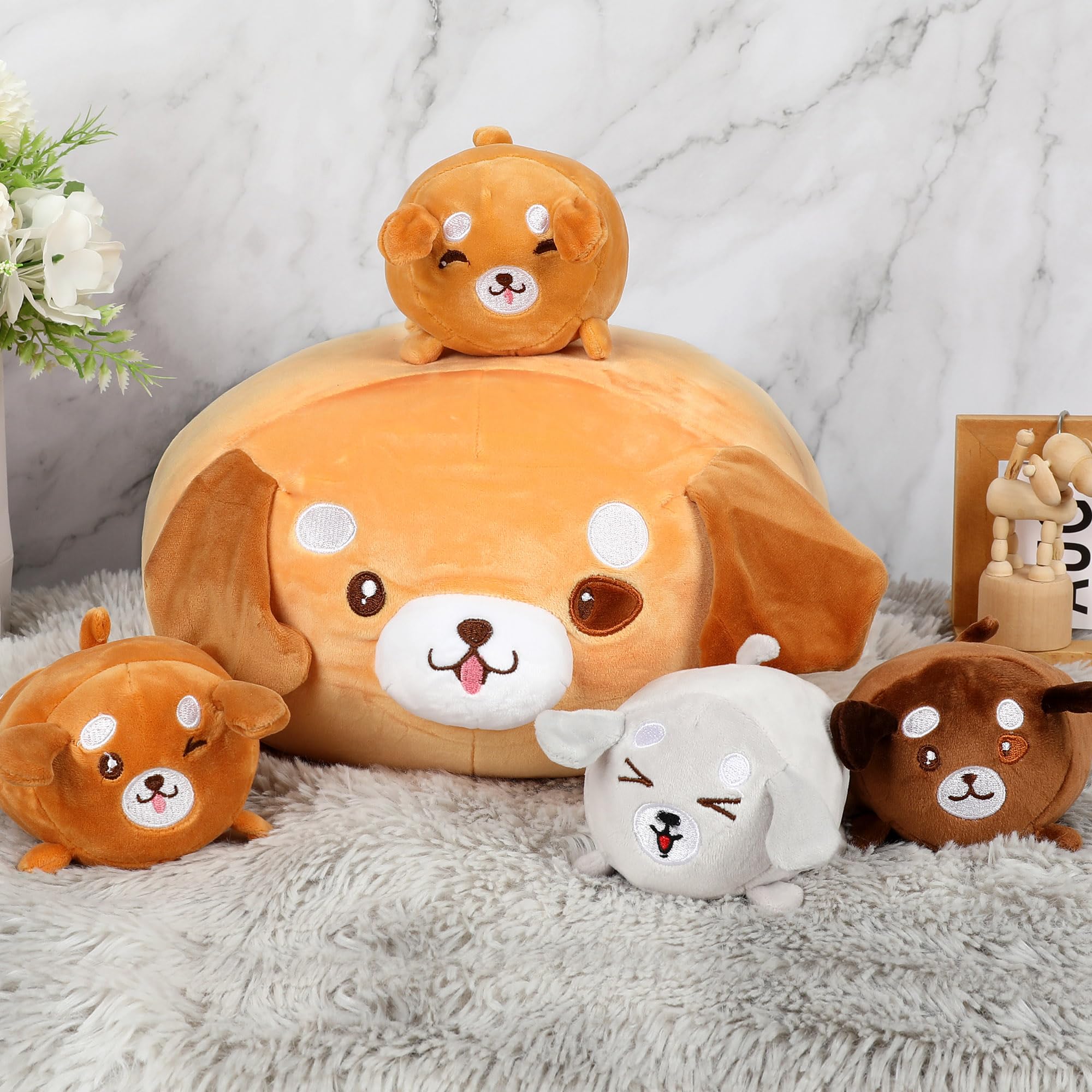 Foto 6 pulgar | Almohada De Peluche Corgi Dog De 15 Pulgadas Con 4 Juguetes De Peluche Para Bebés, 5 Piezas - Venta Internacional.